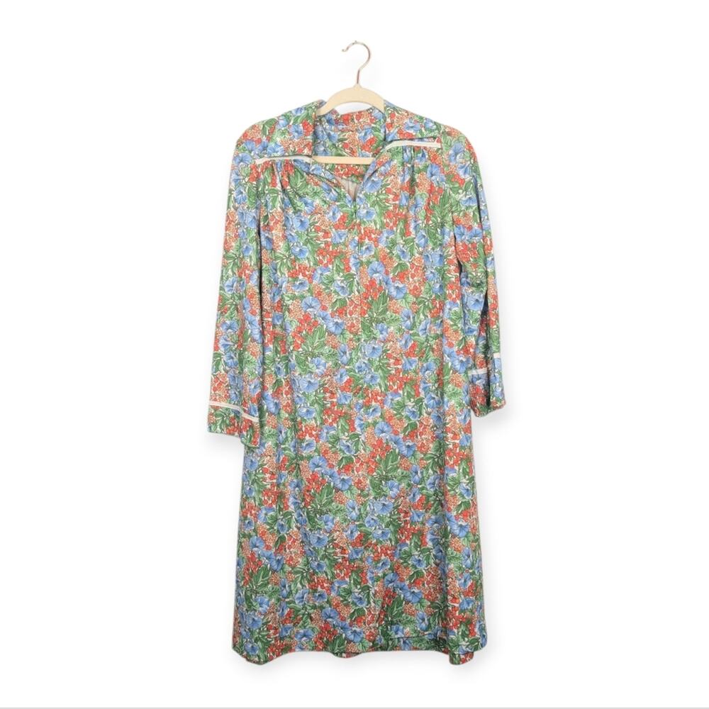 Vintage Floral 60s/70s Style Cottagecore Garden Print House Dress - Picture 1 of 8